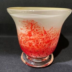 Vtg SEGUSO Venetian Murano Red Gold  Art Glass Flower Bud Vase 4” HTF